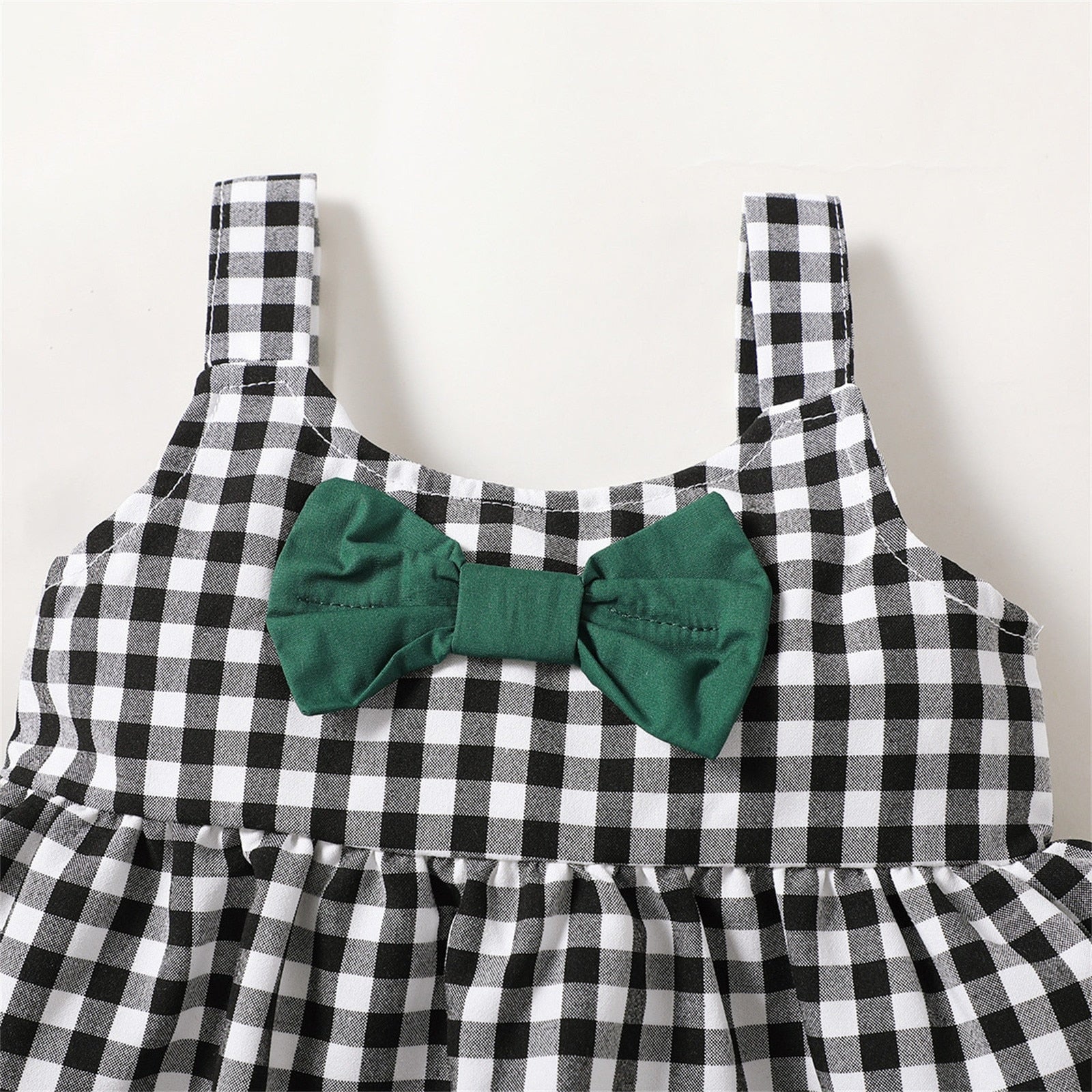 Cute Green Plaid Baby Girl Clothes Set for Summer