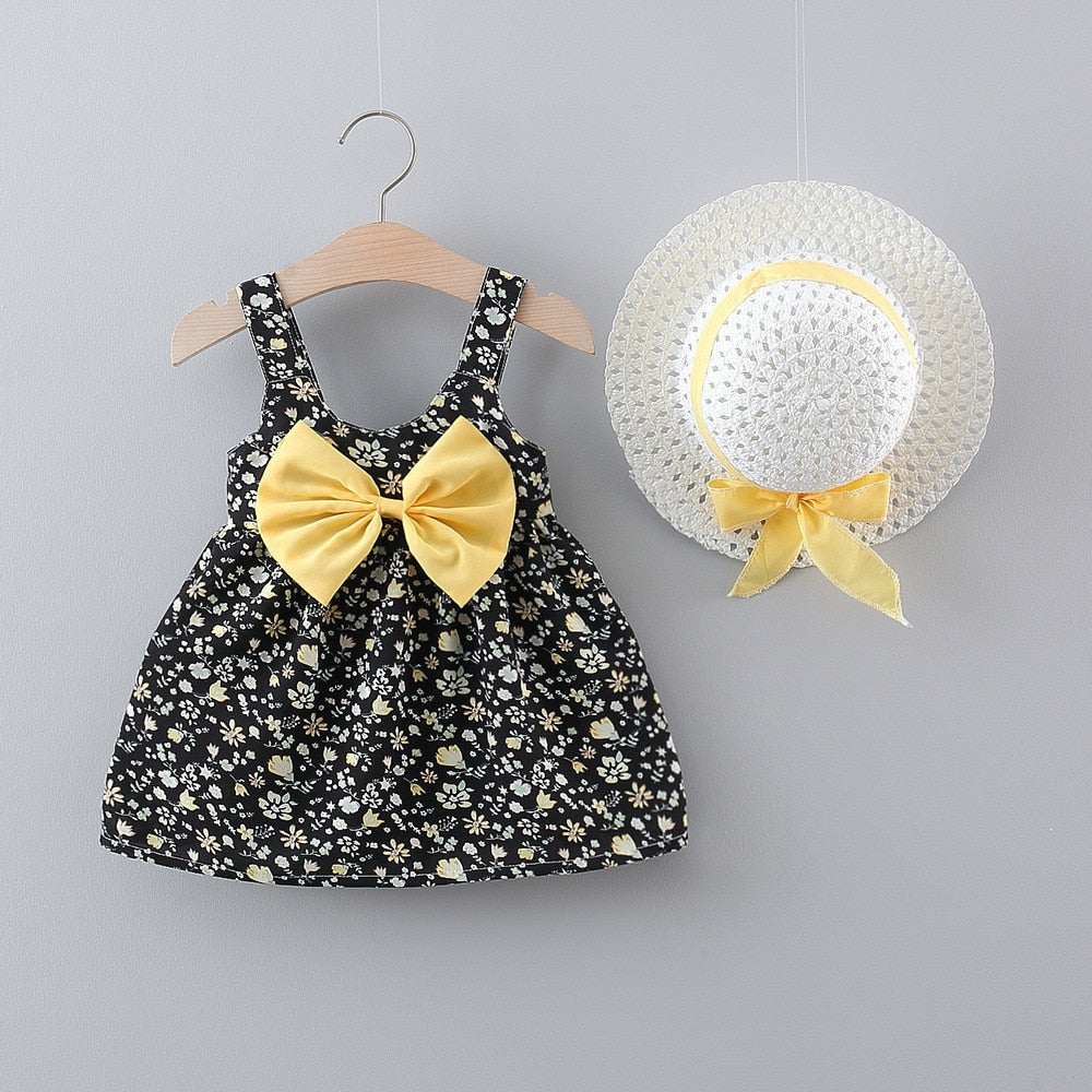 Sweet Floral Bow Beach Baby Girl Dress