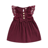 Summer Baby Girl Sweet Dress with Lace Flowers and Bowknot