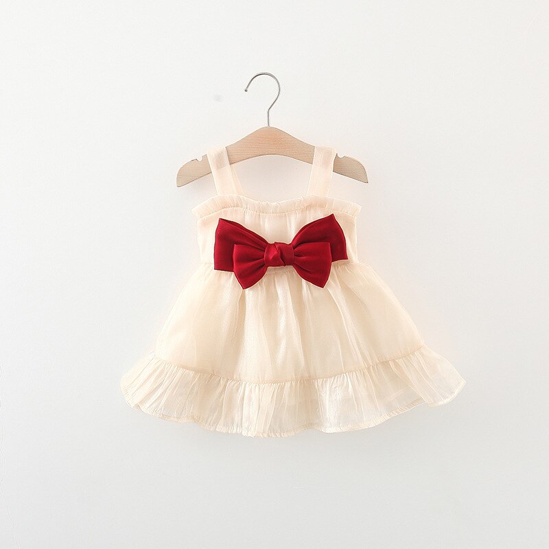 Summer Baby Girl Fashion Birthday Party Dress with Mesh and Bow