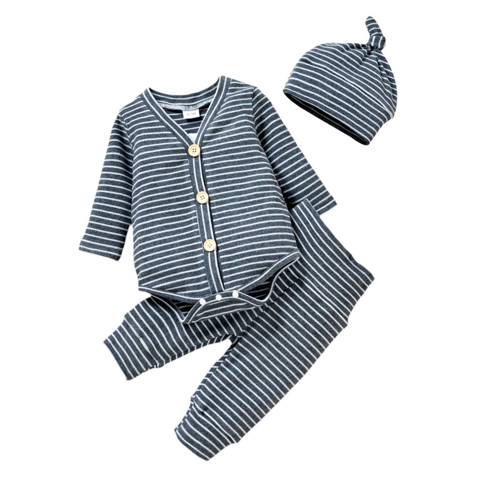 Casual Striped Newborn Baby Boy Clothes Set for Fall and Spring