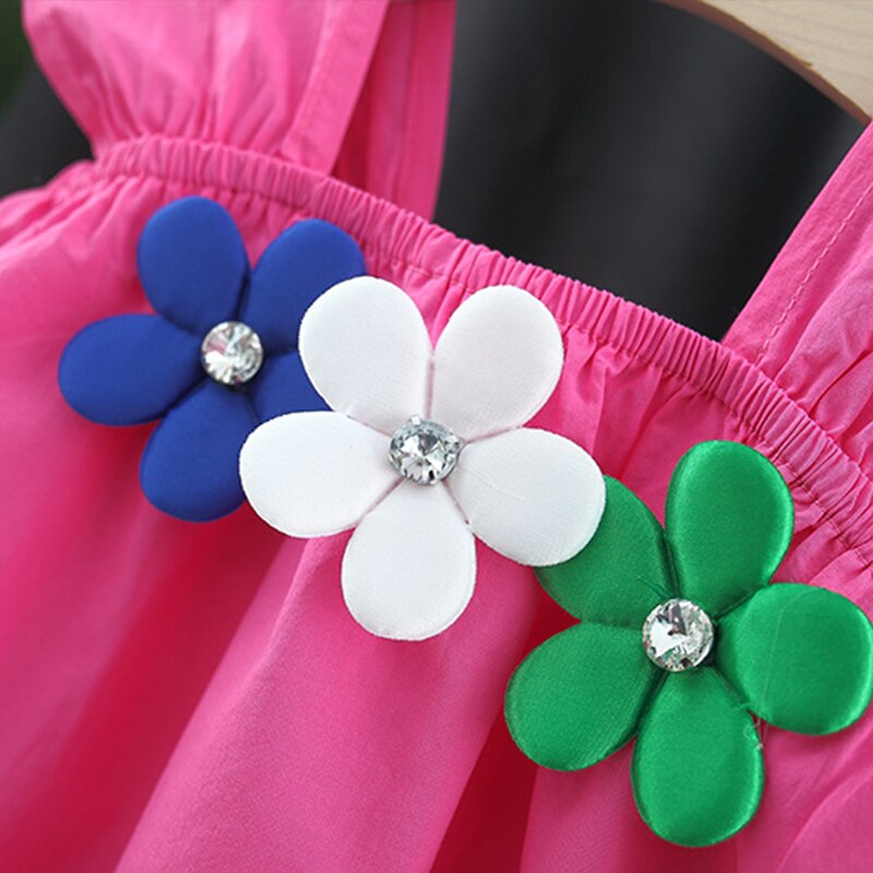 Summer Simple Solid Color Flower Dress for Baby Girls