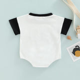 Newborn Baby Boys Summer Rompers with Contrast Color and Letter Prints - Babbez