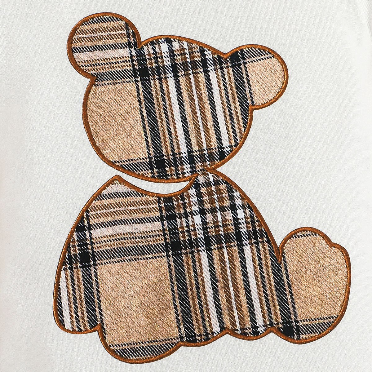 Adorable Plaid Bear Graphic Short-sleeve Romper for Baby Boys and Girls