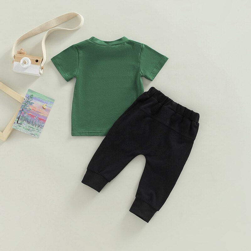 Stylish and Comfortable Summer Baby Boy Clothes Set with Crew Neck T-Shirt and Sweatpants