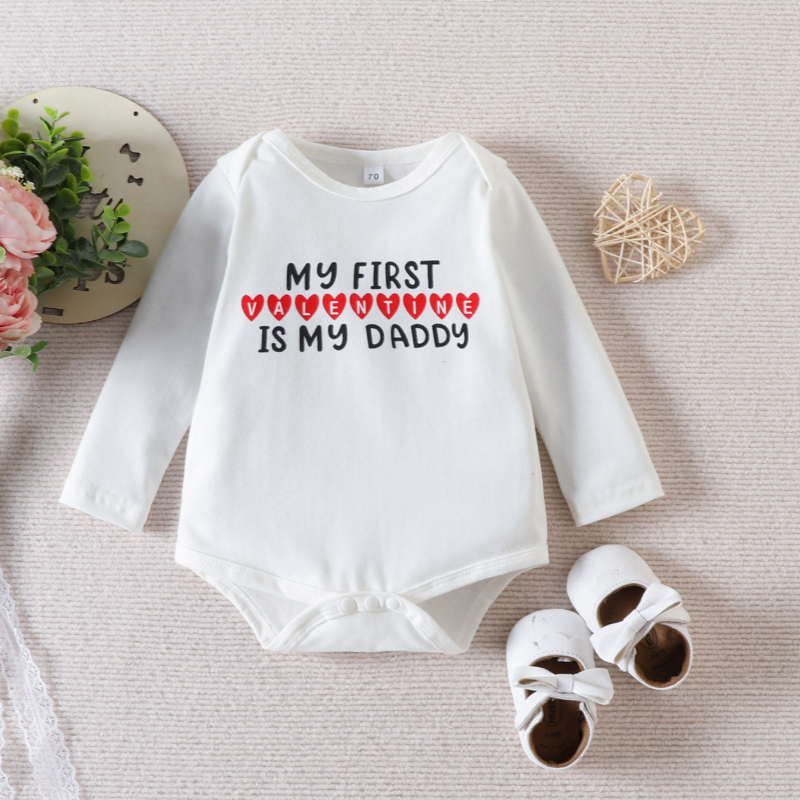 Adorable 0-24 Months Valentines Day 3pcs Baby Girls Clothes Sets