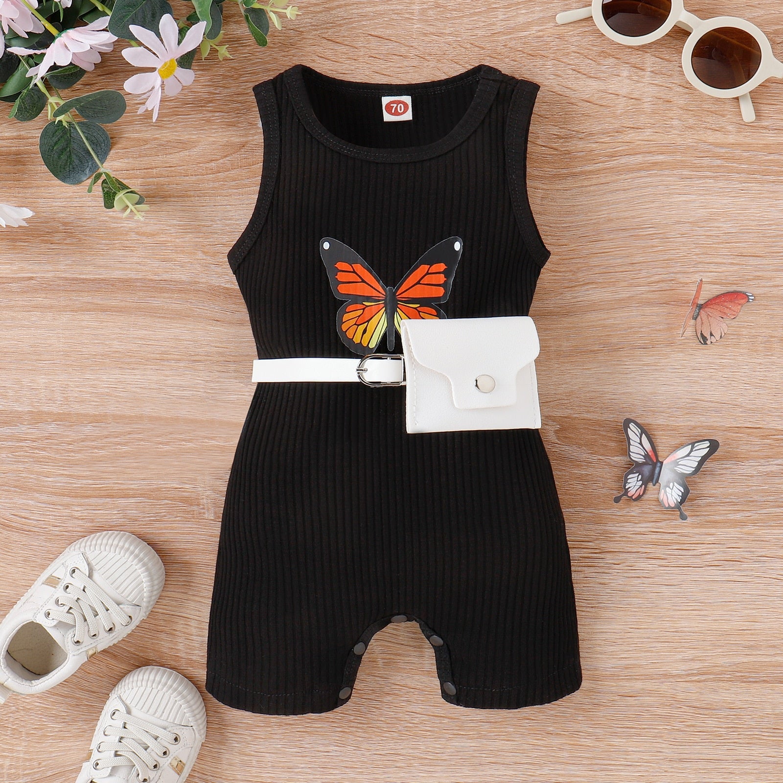 Butterfly Print Romper for Infant Girls