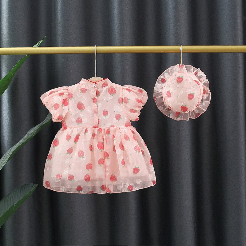 Sweet Puff Sleeve Chiffon Dress Set for Baby Girls