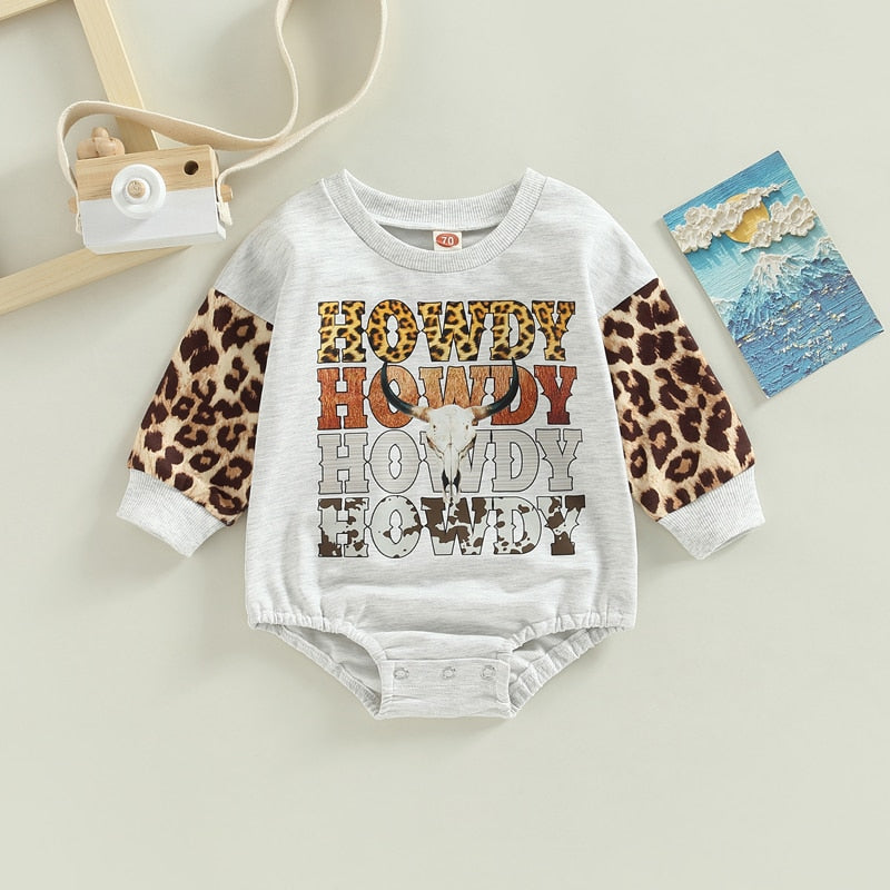 Adorable Baby Cattle and Leopard Print Rompers for Spring and Fall