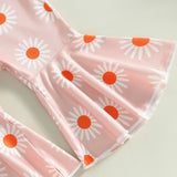 Adorable Newborn Baby Girls Summer Outfits Sets with Rainbow Print and Floral Flared Pants
