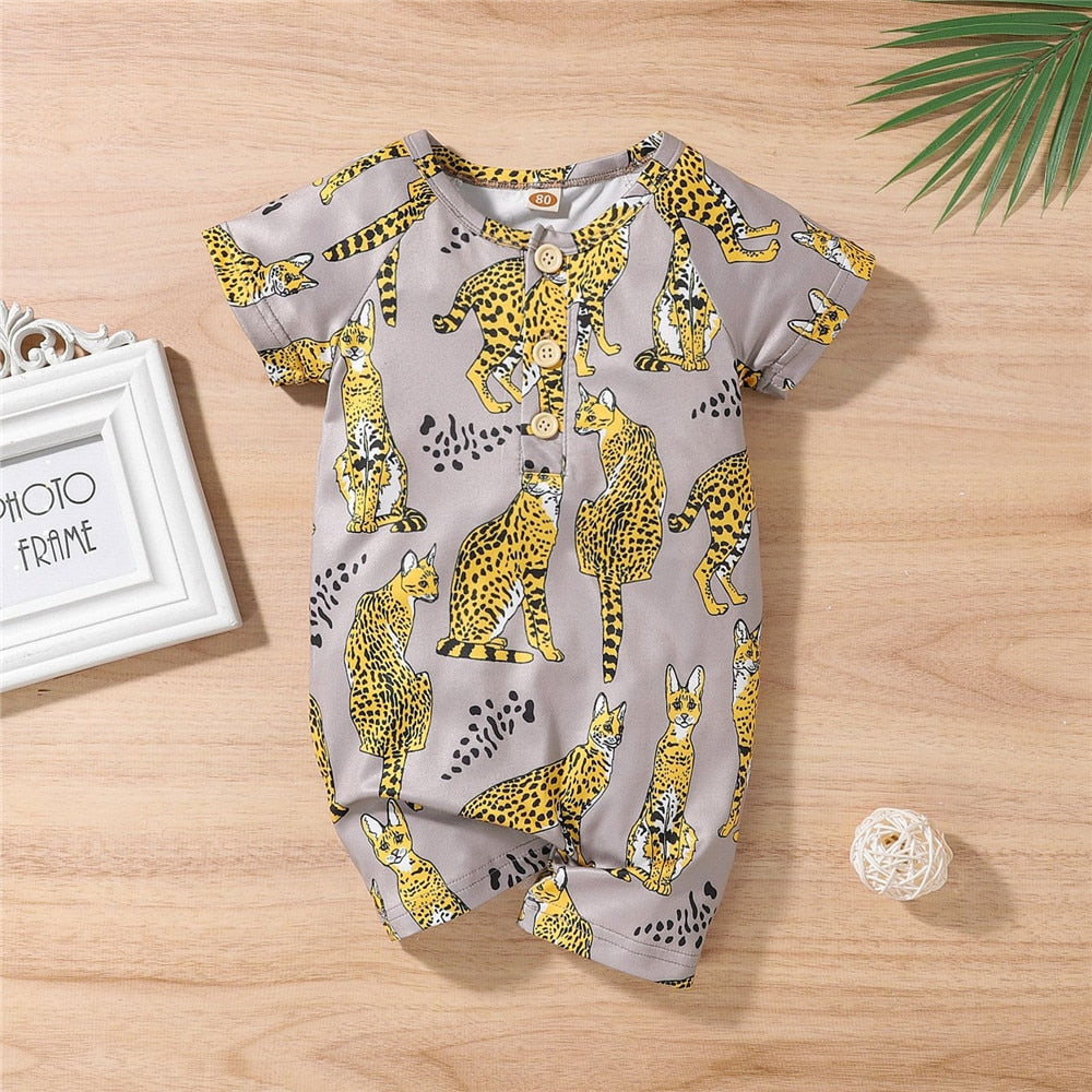 Adorable Baby Cheetah Rompers for Boys - Perfect Summer Sleepwear!