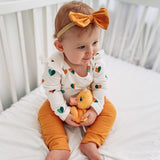 Bumeex Fashion Newborn Toddler Baby Girl Clothing Set Leopard Print Long Sleeve Top Jumpsuit Bow Trousers Headband 3 Piece Set