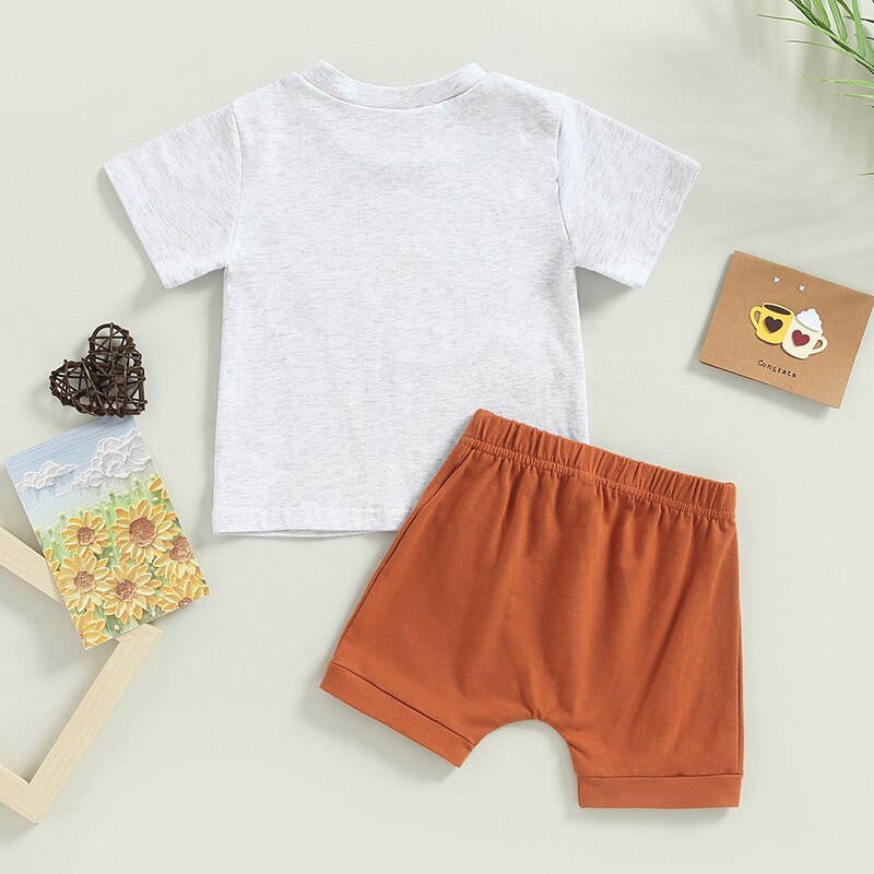 Fashionable Summer Clothes for Newborn Baby Boys - Cattle Letter Print T-Shirt and Drawstring Shorts