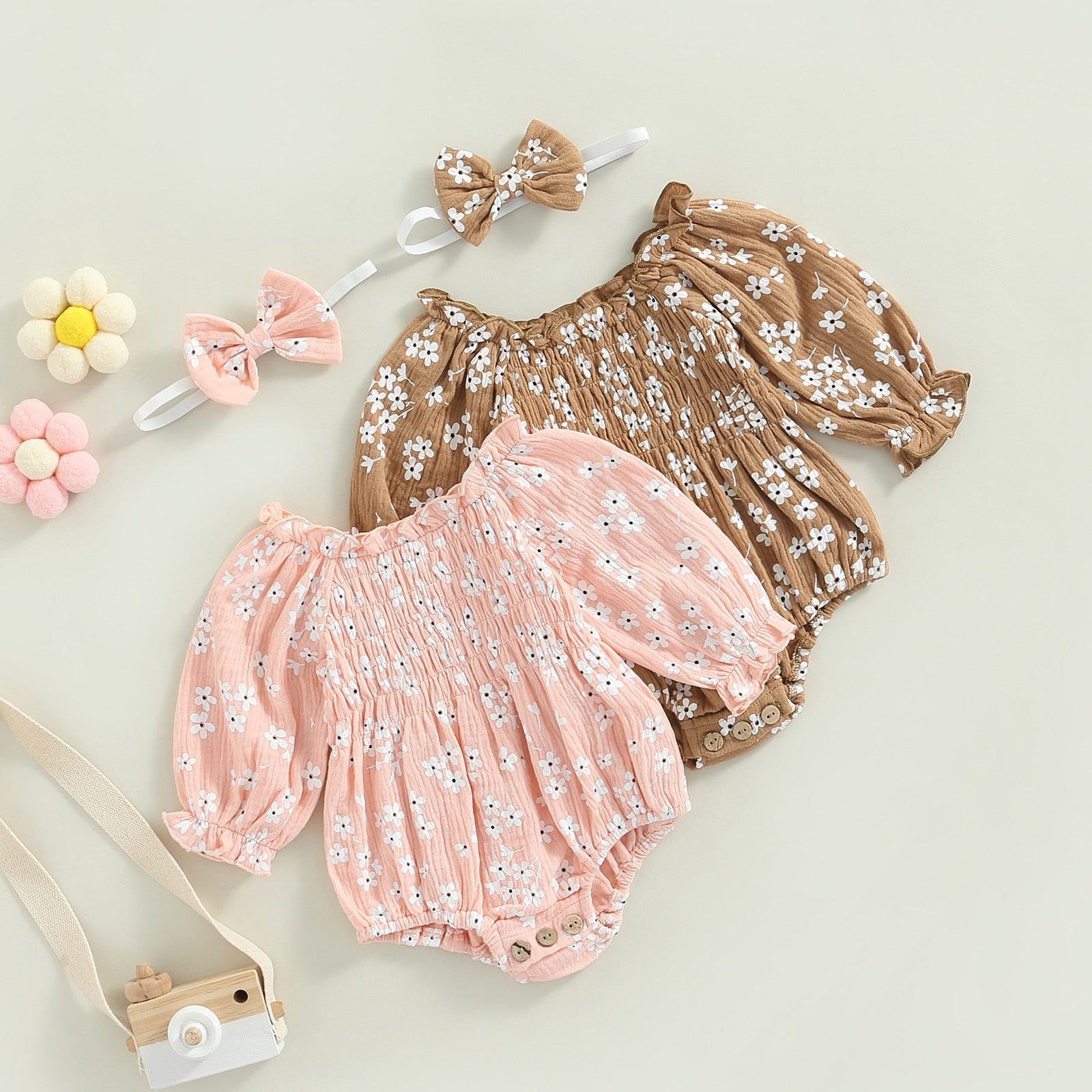 Floral Print Romper for Infant Baby Girls