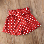 Toddler Baby Girl Summer Clothes Set - Solid Color Strap Bowknot Crop Tops Polka Dot Short Pants Outfits - Babbez