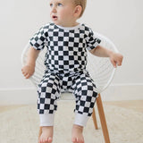 Infant Baby Checkerboard Plaid Printed Romper Jumpsuits - Babbez