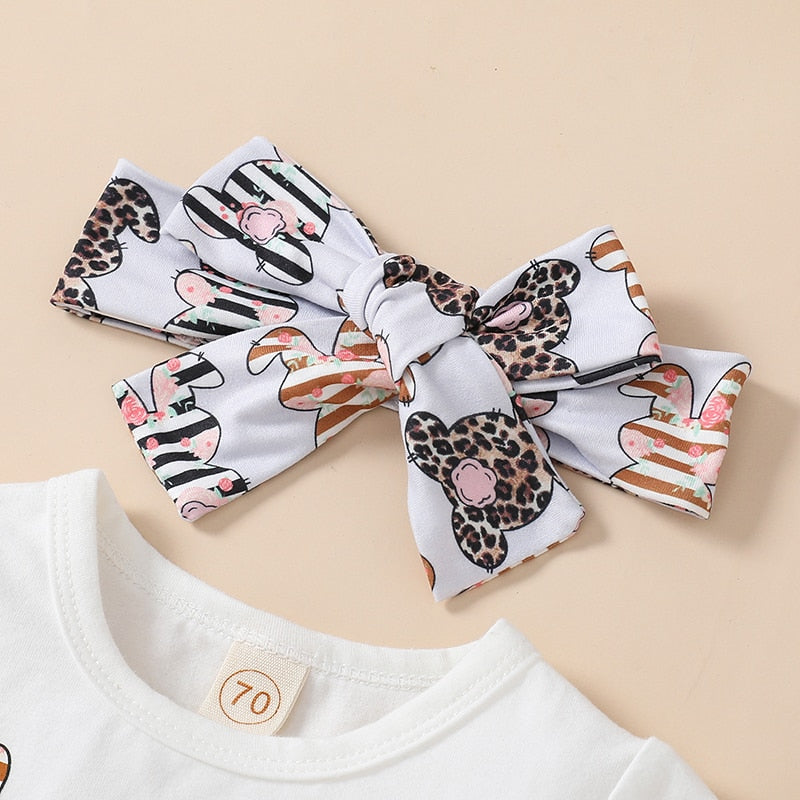 Summer Newborn Baby Girls Independence Day Clothes Sets Rabbit Letter Print Short Sleeve Tassels T-shirts+Shorts Casual Outfits