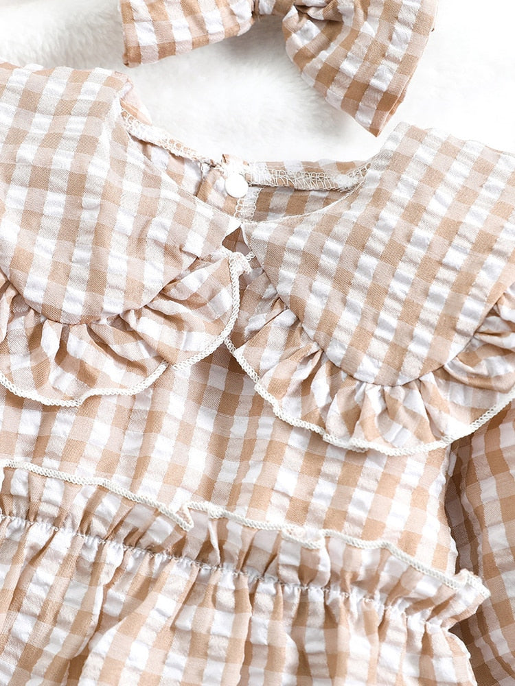 Adorable Plaid Baby Rompers for Your Little One's Special Occasions | Newborn Girls Clothing 2Pcs Set | Perfect for Kids Toddler Costume and Autumn Infant Outwear