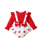 Get Ready for Valentine's Day with Adorable Heart Print Romper Sets for Baby Girls