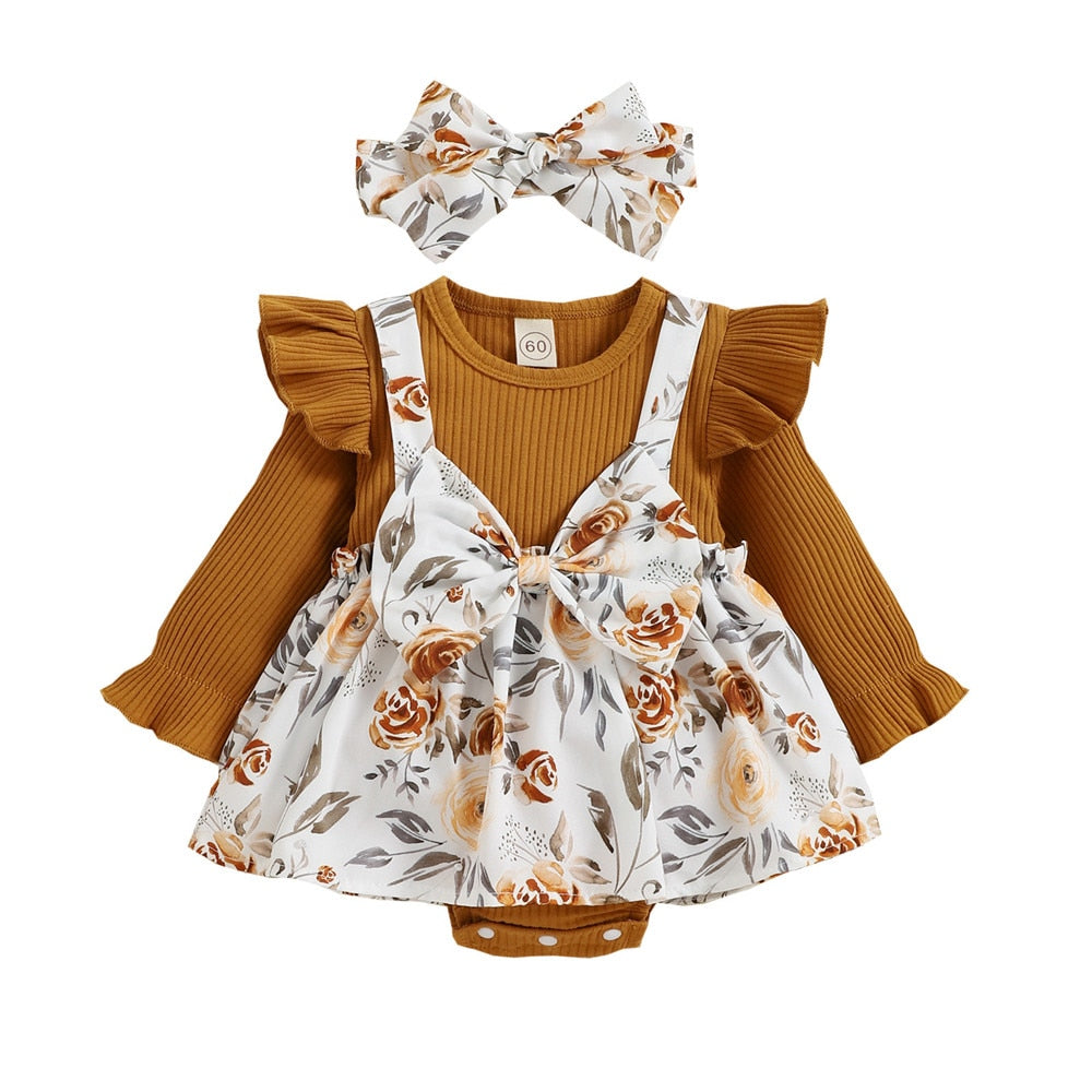 Sweet Baby's Rompers Bowknot Flying Sleeve Bodysuit for Newborns