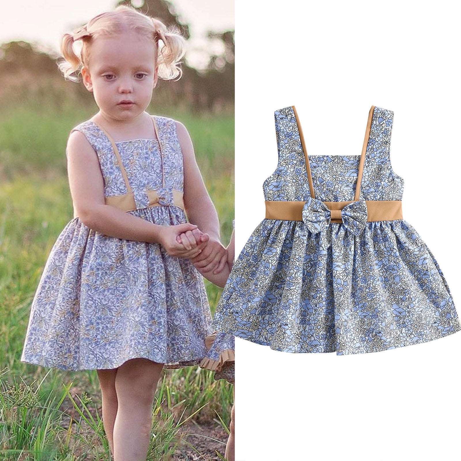 Adorable Newborn Infant Baby Girls Floral Sleeveless Princess Dress