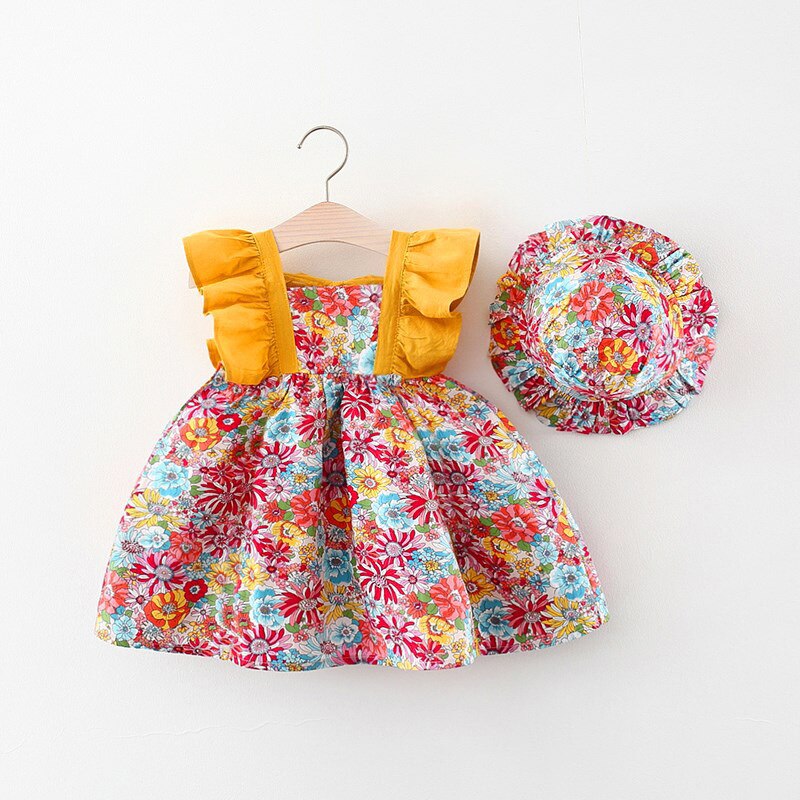 Summer Flower Power: 2-Piece Cotton Beach Dress Set for Baby Girls