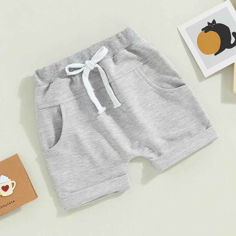 Toddler Baby Unisex 3-pack Drawstring Shorts with Pockets - Babbez