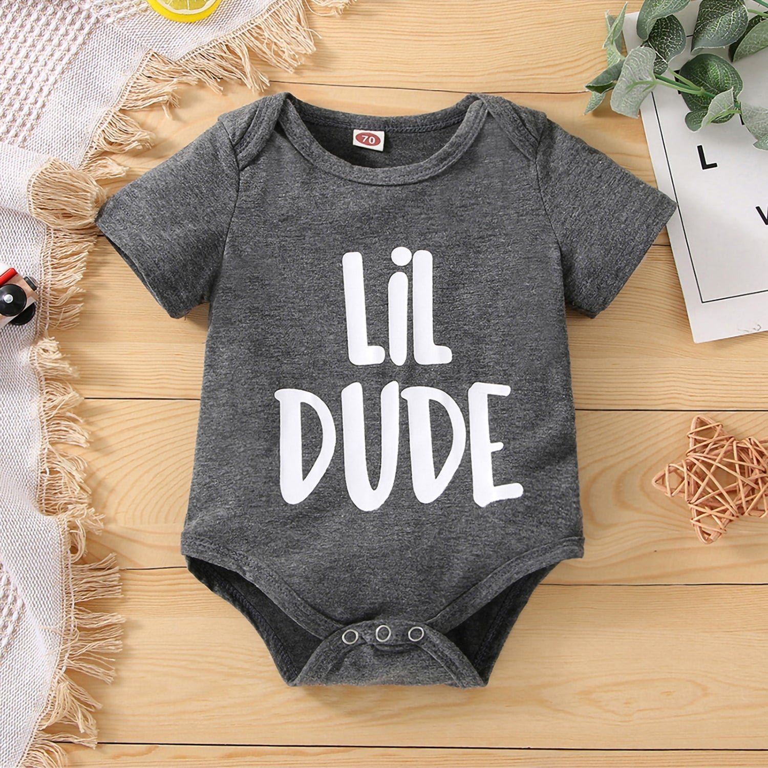 Baby Matching Romper and T-shirt Set with Letter Print