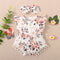 Toddler Girls Clothes Bodysuit - Infant Fly Sleeves Floral Lace Romper Jumpsuit Headband Set - Babbez