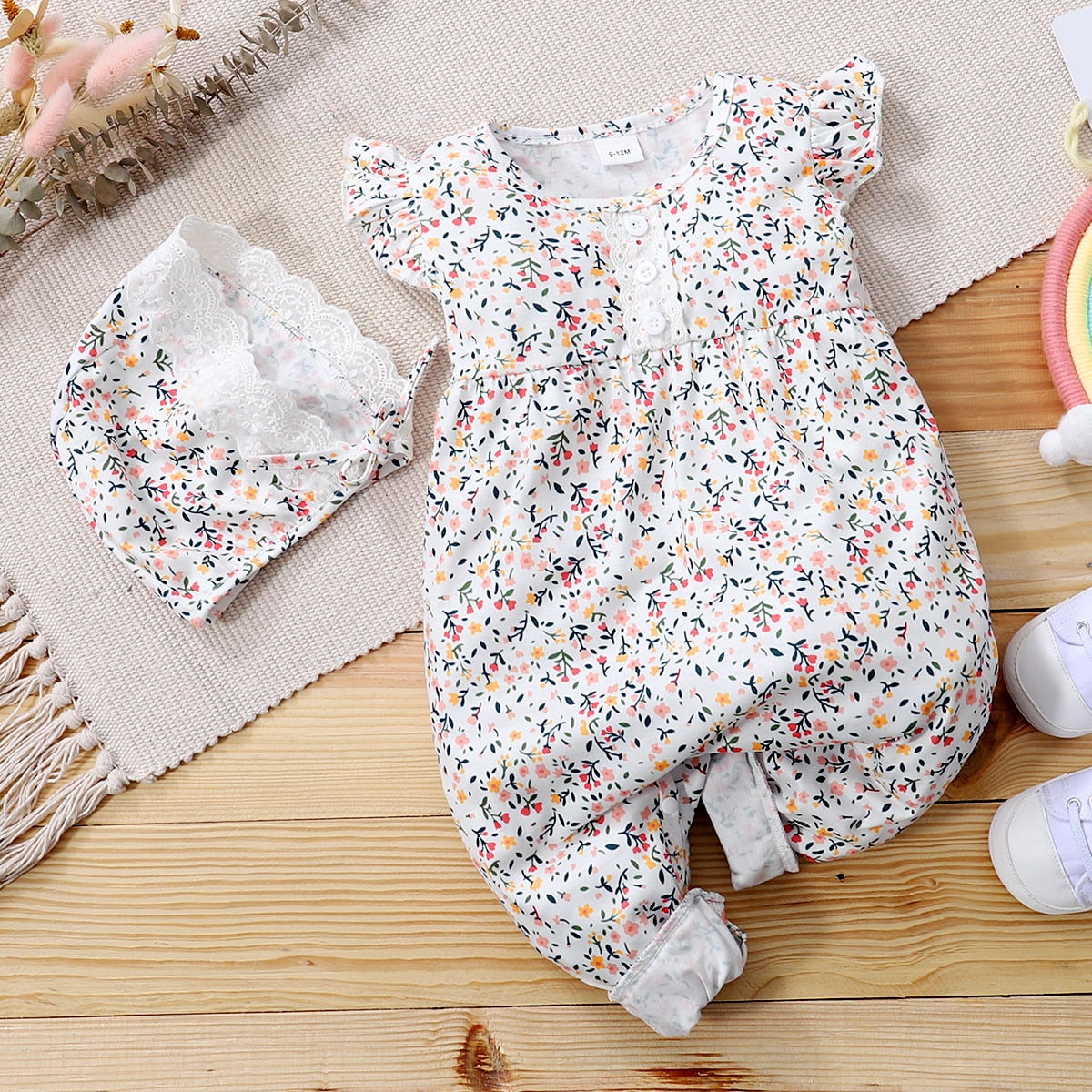 Newborn Baby Girl Floral Print Romper