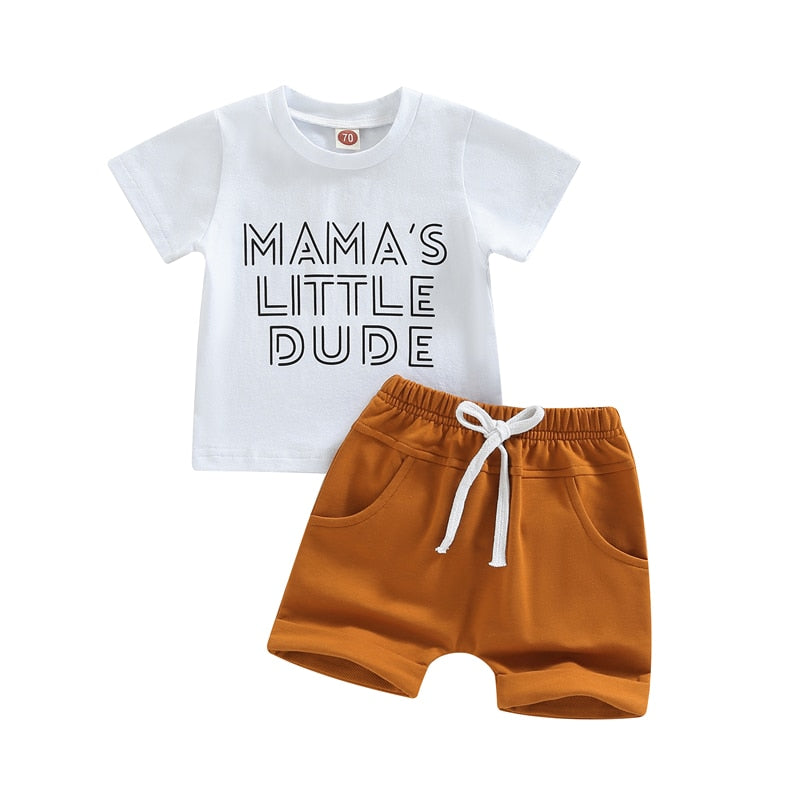 Summer Baby Clothes Set for Boys - Casual Cotton Short Sleeve Tops and Shorts