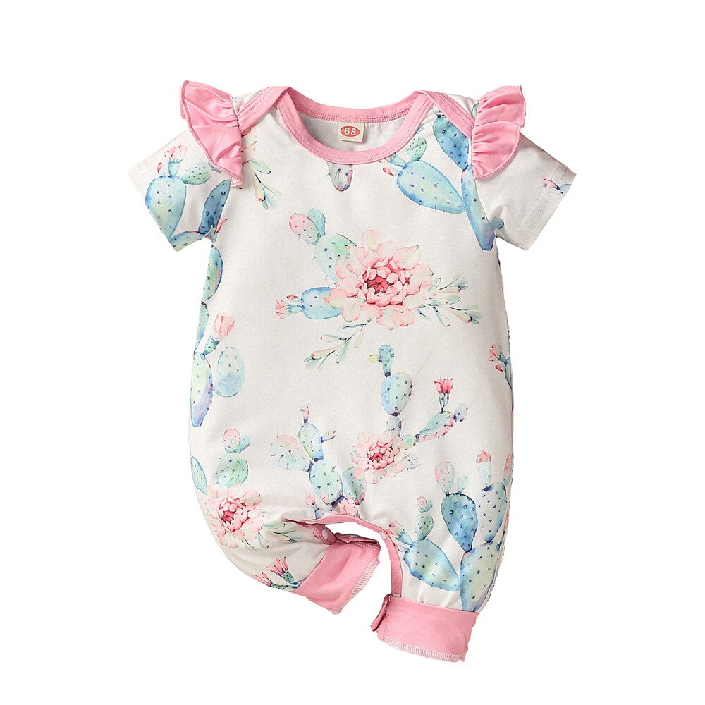 Adorable Cactus Printed Baby Rompers for Summer