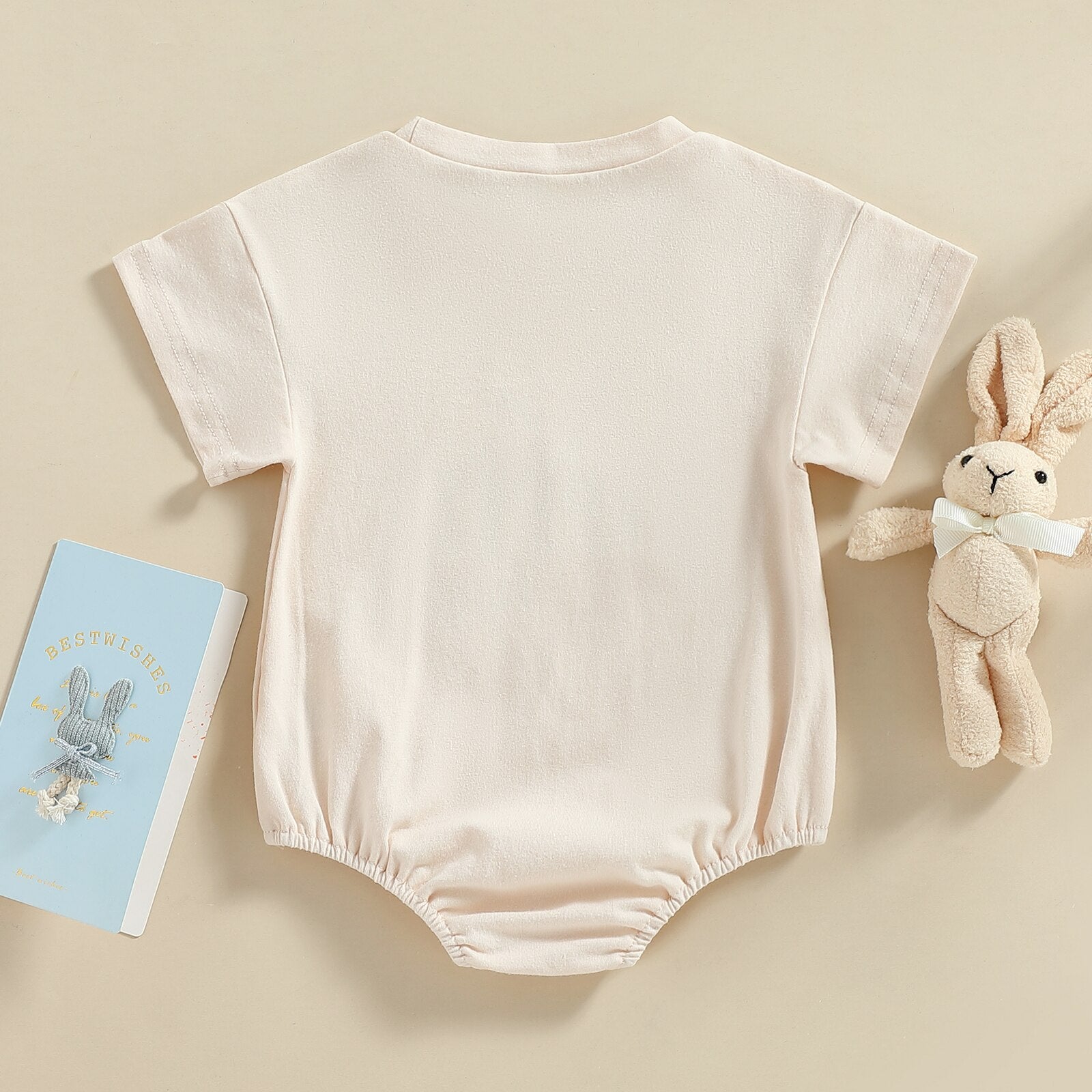 Easter Day Baby Romper with Cartoon Letter Print