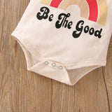 Adorable Newborn Baby Girl Summer Clothing Set with Rainbow Print Bodysuit and Shorts