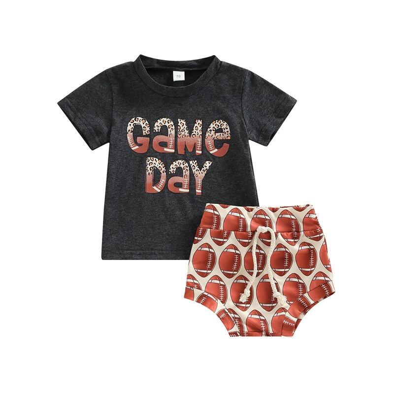 Summer Sporty Style for Toddler Boys: Letter Print T-shirt and Football Shorts Set