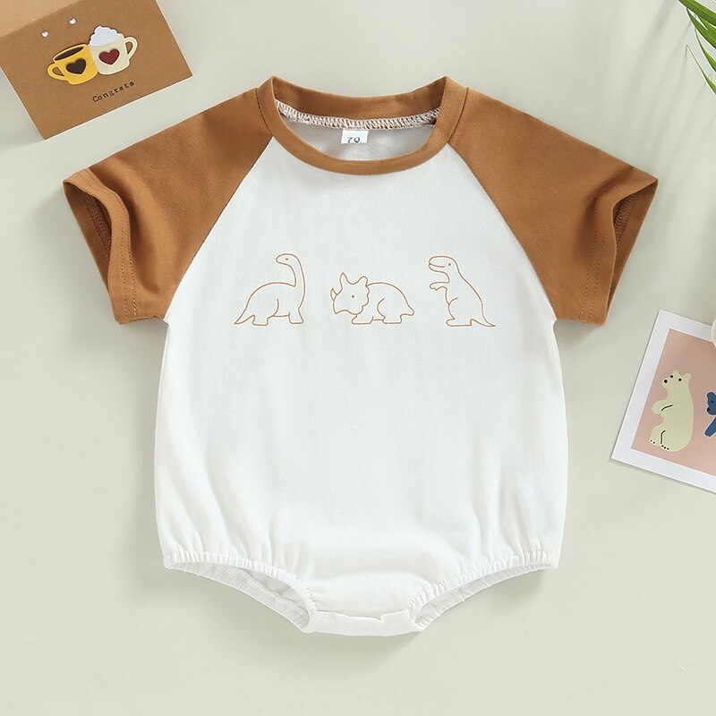 Adorable Summer Cotton Rompers for Newborn Baby Boys and Girls with Cute Dinosaur Print