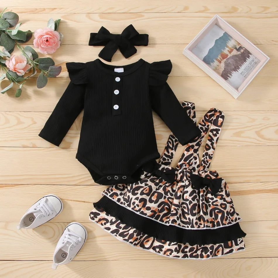 Adorable Baby Girl Outfits Sets - Fox Dress Romper and Suspender Bowknot Dress