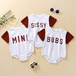 Summer Kids Boys Casual Rompers Newborn Infant Girls Letter Print Patchwork Color Romper Jumpsuits Toddler Clothes - Bab