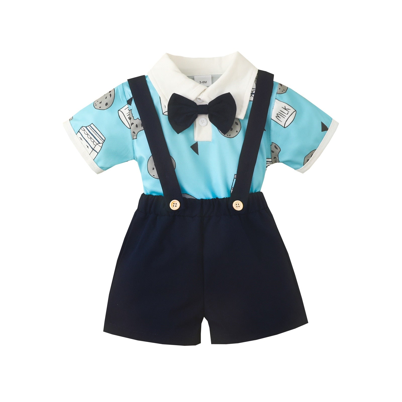 Stylish Baby Boy Clothes for Summer - Gentleman Suit Romper and Shorts Set with Bow Tie