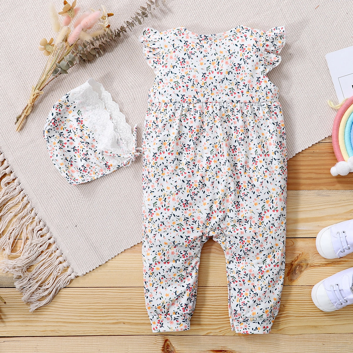 Newborn Baby Girl Floral Print Romper