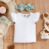 Formal Baby Girls Clothe Short Sleeve Pullover Tops +Overalls Pants Newborn Jumpsuit Bodysuits Infant Outfit Summer Costume
