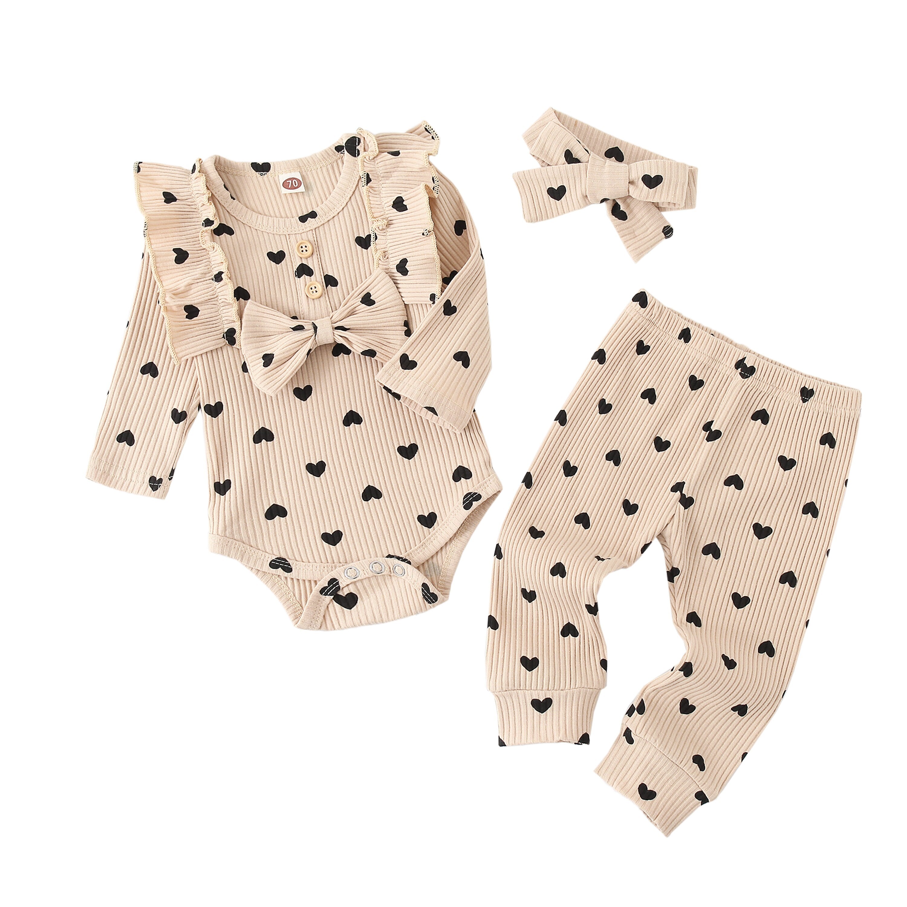 Adorable Newborn Clothes Baby Girl Clothing Set with Ruffles and Insect Print