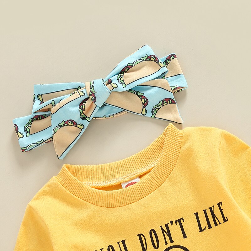 Cute Toddler Baby Girls Clothes Set with Letter Print and Solid Colors