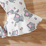Cute Elephant Printed Baby Clothes Set for Girls