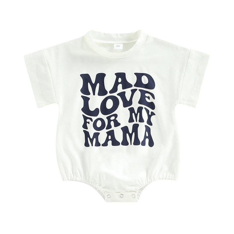 Summer Baby Rompers Clothes for Boys and Girls - Letter Print Patchwork Short Sleeve Jumpsuits