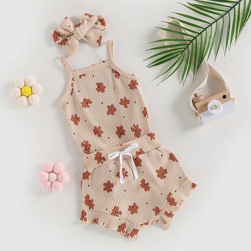 Floral Print Infant Baby Girls Summer Clothes Sets