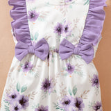 Adorable Baby Girl Summer Outfit: Ruffled Rompers with Bowknots and Sunhat