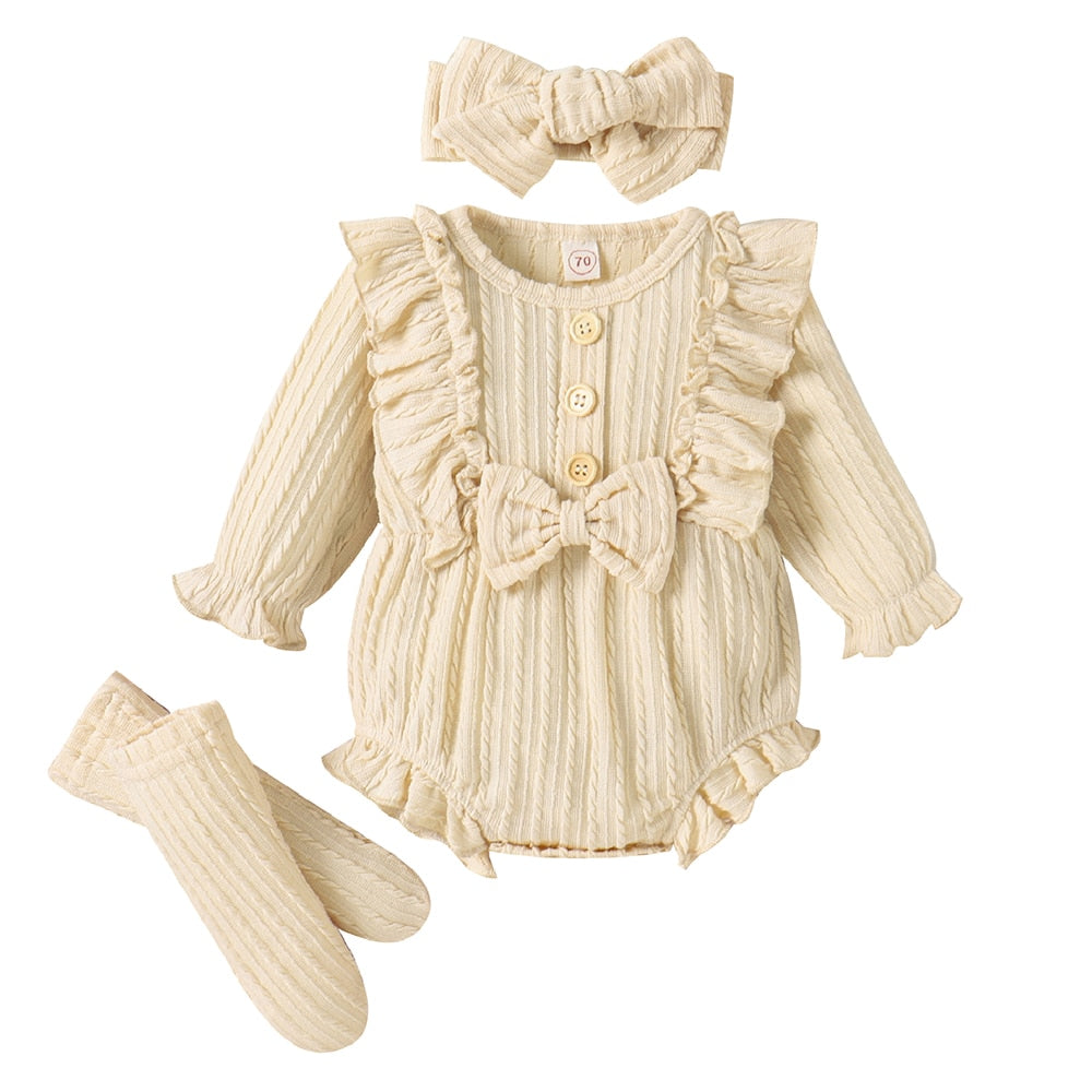 Cute and Comfortable 3-Piece Newborn Baby Girls Outfit