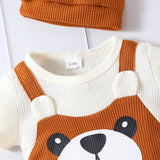 Baby Bear Graphic Waffle Knit Bodysuit and Hat 2-piece Set - Babbez