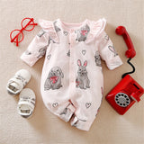 Adorable Pink Rabbit Girl Rompers Overalls for Newborns and Toddlers
